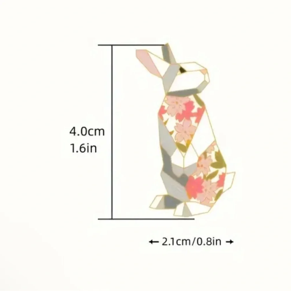 Floral Bunny Brooch - Gold and Pink - Picture 3 of 6